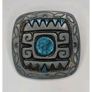 Vintage Native American Inlaid Turquoise Cast Buckle
